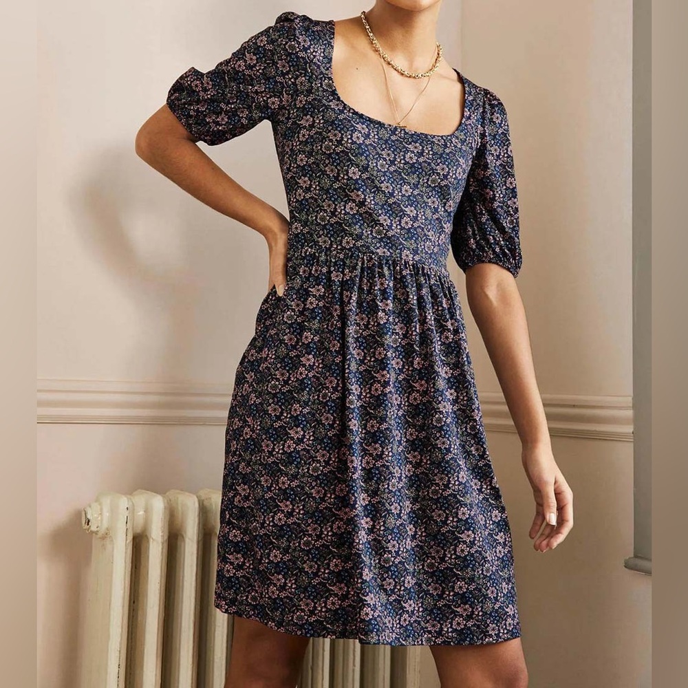 Mini Boden Floral Dress - Blue and Pink